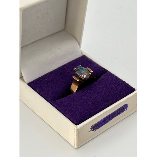 47 - Distinctive 9ct  Gold Ring With Australian Opal, Size L, 4g