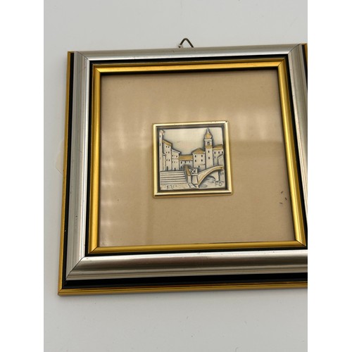 66 - Lovely Little Framed Silver Image Of Old Town.
Frame Size 5