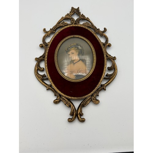 68 - Lovely Brass Framed Miniature, Measuring 10