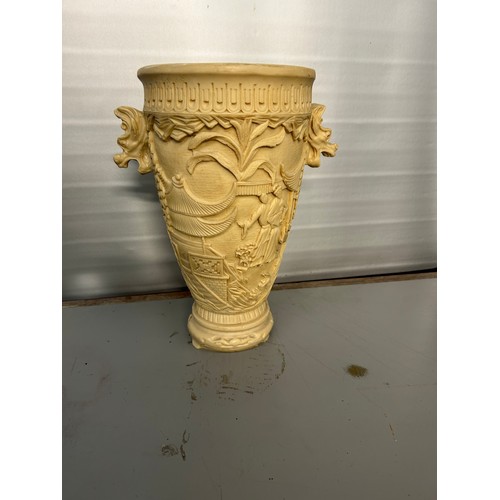 177 - Oriental Scene Vase, Resin Standing 13 Inches