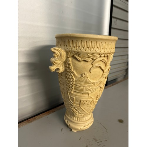 177 - Oriental Scene Vase, Resin Standing 13 Inches