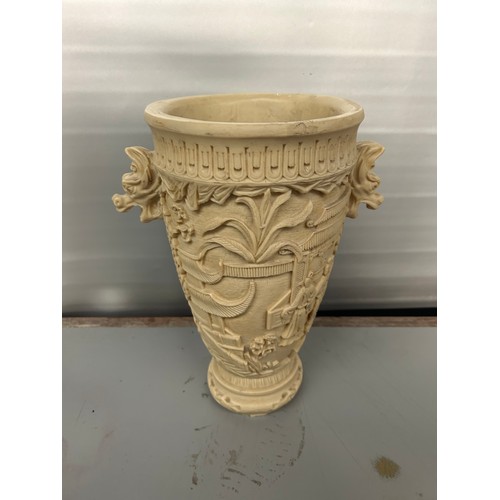 177 - Oriental Scene Vase, Resin Standing 13 Inches