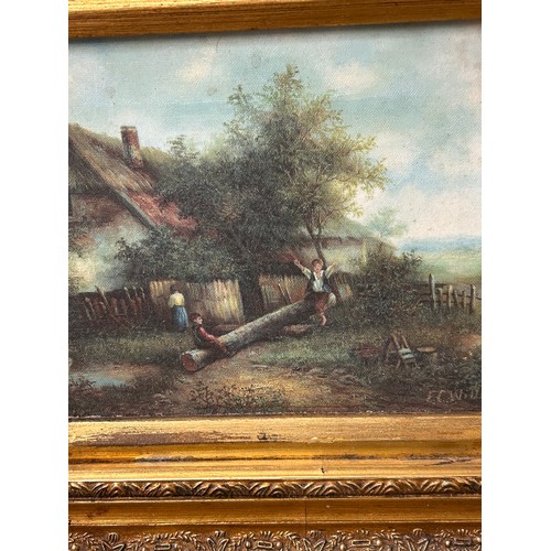 331 - Oil On Canvas Signed E.C.Williams? In Elaborate Gilt Frame 20