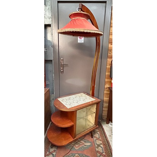 16 - Very Kitch Mid Century Drinks Cabinet With Lamp, Standing At 70