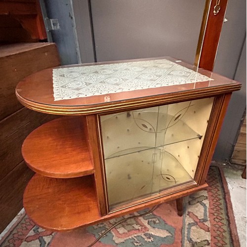 16 - Very Kitch Mid Century Drinks Cabinet With Lamp, Standing At 70