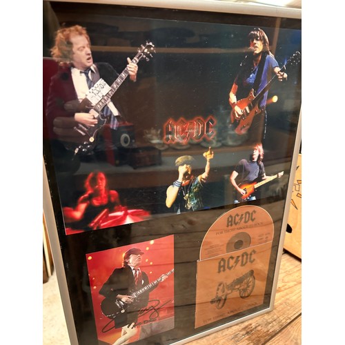 163 - Framed AC/DC Memorabilia , Inc Signature, No COA, 12