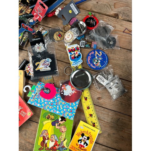 641 - Large Collection of Walt Disney Souvenirs, To Include Badges, Books And Key Rings Etc