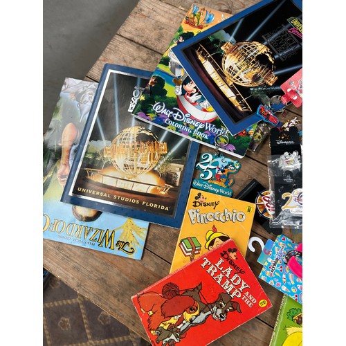 641 - Large Collection of Walt Disney Souvenirs, To Include Badges, Books And Key Rings Etc