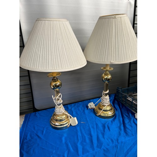 684 - Pair of Brass Lamps Standing 27”