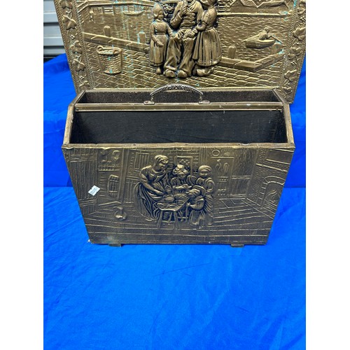 14 - Brass Coal Box and Newspaper Rack, Box Measuring 20 x 14”