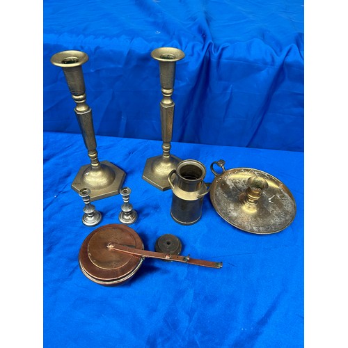 28 - Various Brass and Copper Items to Include Candle Sticks