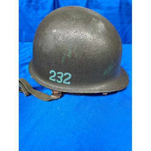 34 - WW2 US Helmet With Strap, Strap Buckle AF