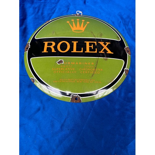 43 - Enamel Rolex Submariner Sign 1ft Diameter