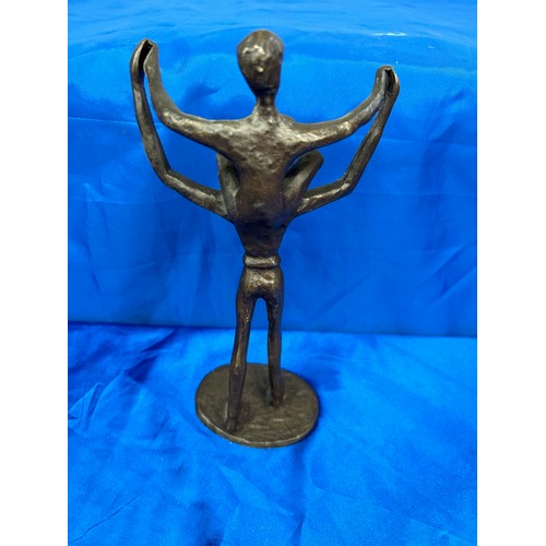 50 - Bronze Modernist Sculpture Man and Boy 10” Standing