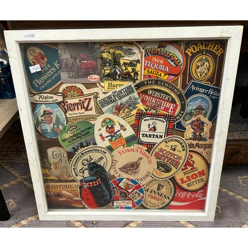 95 - Various Framed Beer Mats 17x17”