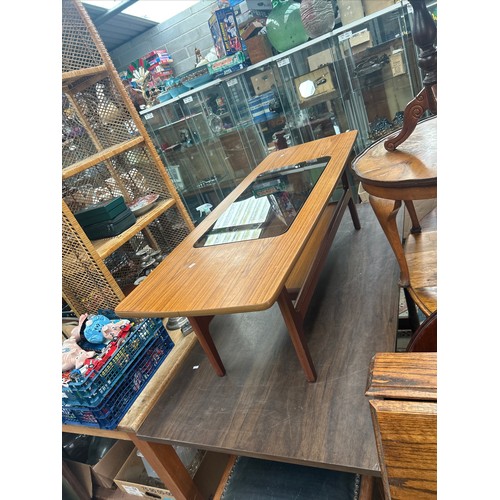 4 - 1960’s Schreiber Teak Coffee Table With Glass Top 54 x 19 x 17”