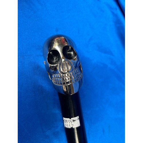 117 - Walking Cane With Skull Headed Top