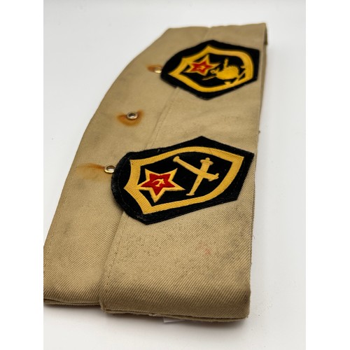 656 - Military Cap With Cloth Badges And Pin Badges.