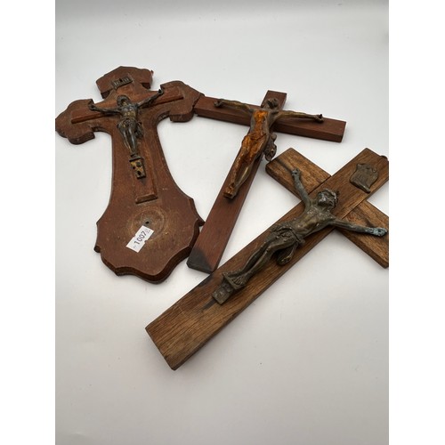 659 - Selection Of Three Vintage Crucifix, Largest 12