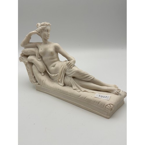 660 - Hand Made Alabaster Figure Of Recumbent Lady, 8