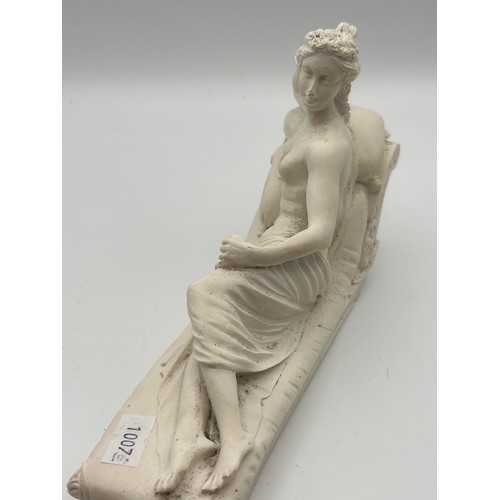 660 - Hand Made Alabaster Figure Of Recumbent Lady, 8