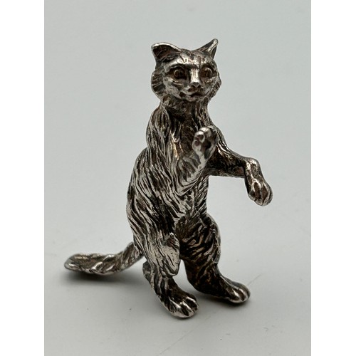 672 - White Metal Cat Figure Approx 2