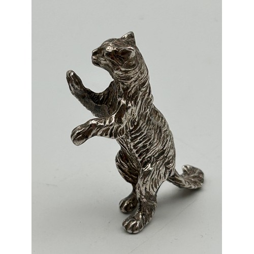 672 - White Metal Cat Figure Approx 2