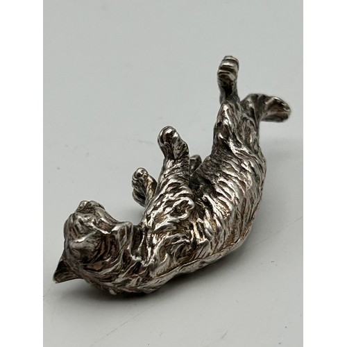 673 - White Metal Cat Figure Approx 2