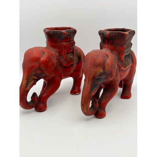 675 - Pair Of Vintage Ceramic Elephant Vases, Standing 6