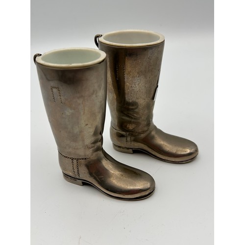 687 - Pair Of Metal Shot Glasses In The Shape Of Boots, Approx 3.5