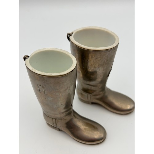 687 - Pair Of Metal Shot Glasses In The Shape Of Boots, Approx 3.5