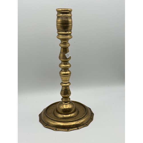 693 - Edwardian Brass Candlestick ,Measuring 12 