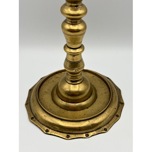 693 - Edwardian Brass Candlestick ,Measuring 12 