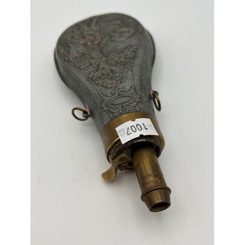 706 - Antique French Gunpowder Flask .