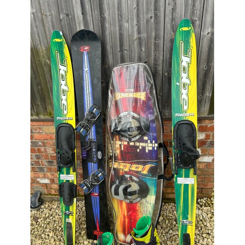 Job Lot Of Water Skiing Equipment, Including Boots And Boards.