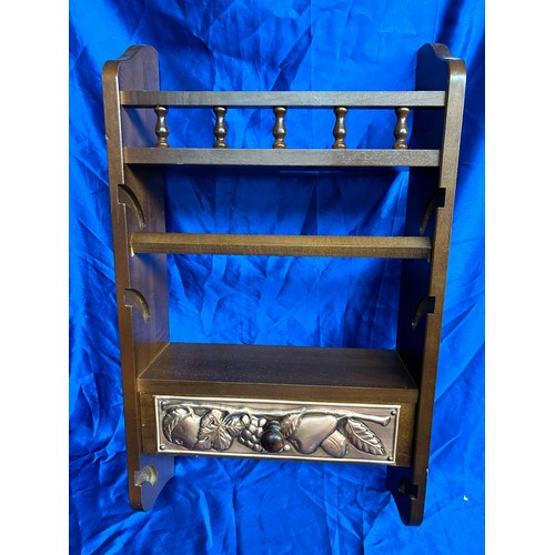 Beautiful Wooden and Copper Plate Rack With Draw 24 x 14.5”