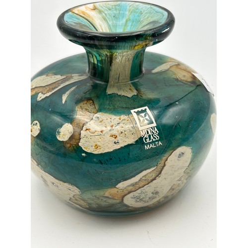 727 - Mdina Glass Small Bulbous Vase Approx 3.5