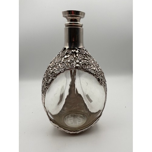 758 - Silver Decorated Whisky Bottle, Great Detail , Standing 9