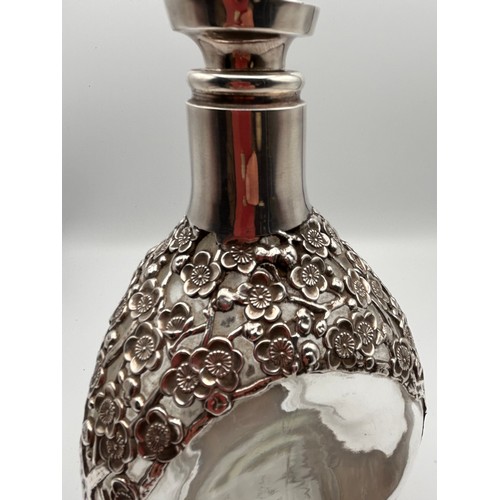 758 - Silver Decorated Whisky Bottle, Great Detail , Standing 9