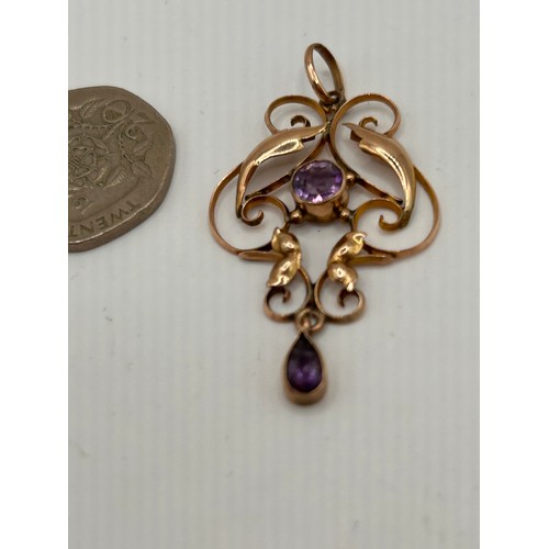 Antique 9ct Gold And Amethyst Pendant.