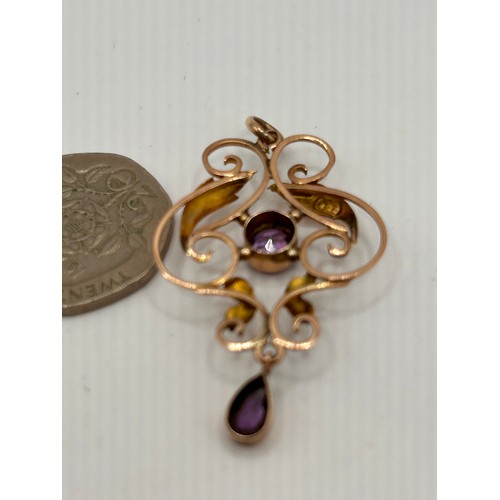 Antique 9ct Gold And Amethyst Pendant.