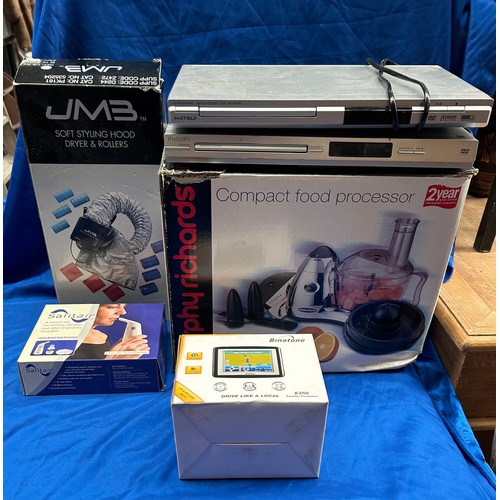 3 - Lot To Include Various Electrical Items, Morphy Richards Sat Nav Phillips Dvd Player Etc