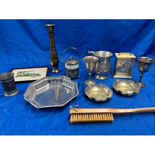 13 - Mixed Lot of Silver Plate Items Carriage Clock Etc