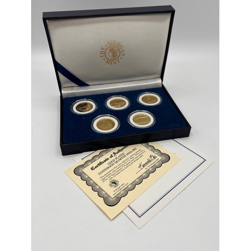 115 - The Morgan Mint Gold Plated Statehood Quarter Dollar Collection, With COA.