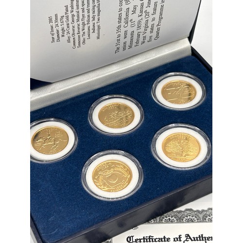 116 - The Morgan Mint Gold Plated Statehood Quarter Dollar Collection, With COA.