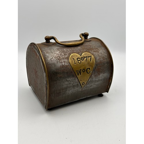 126 - Very Unusual Money Box , Dated 1877, WC initials, 5