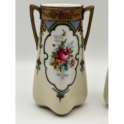 130 - Pair Of Noritake Vases, Art Nouveau Style,Standing 5.5