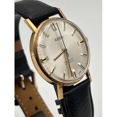 69 - Lovely Gents Vintage 9ct Roamer Manual Wind Watch In Running Order.