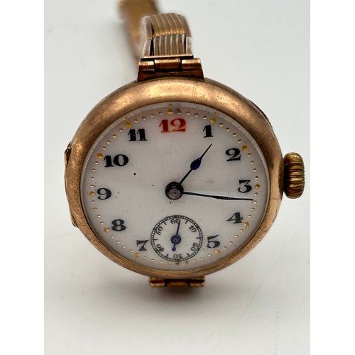 71 - 9ct Gold Vintage Ladies Cocktail Watch, Appears Over Wound, The Bracelet Is Also 9ct. 21.4g Total.