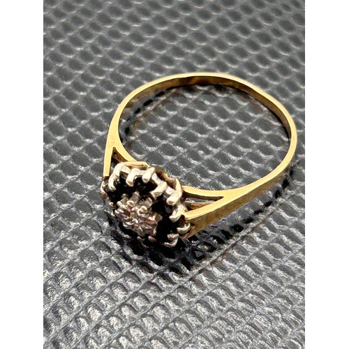 81 - Lovely 9ct Ring , Set With Diamonds? Size M , 2.0g